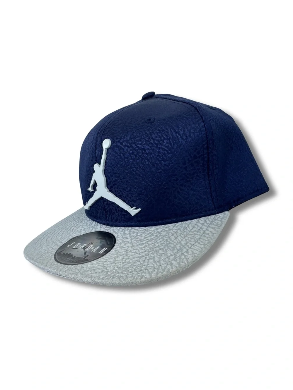Nike Jordan Youth Snapback Hat Elephant Print Navy Gray Jumpman Adjustable Cap
